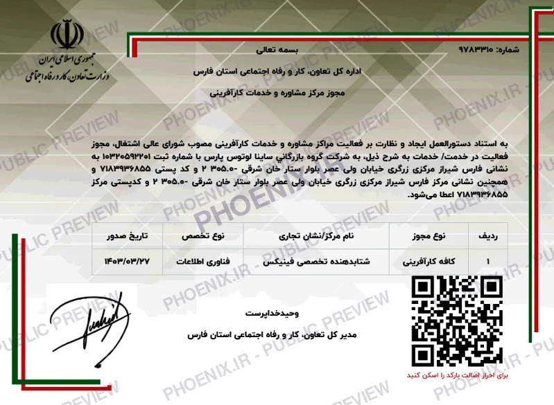 مجوز کافه کارآفرینی